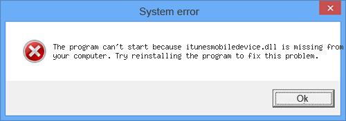 iTunesmobiledevice.dll is Missing