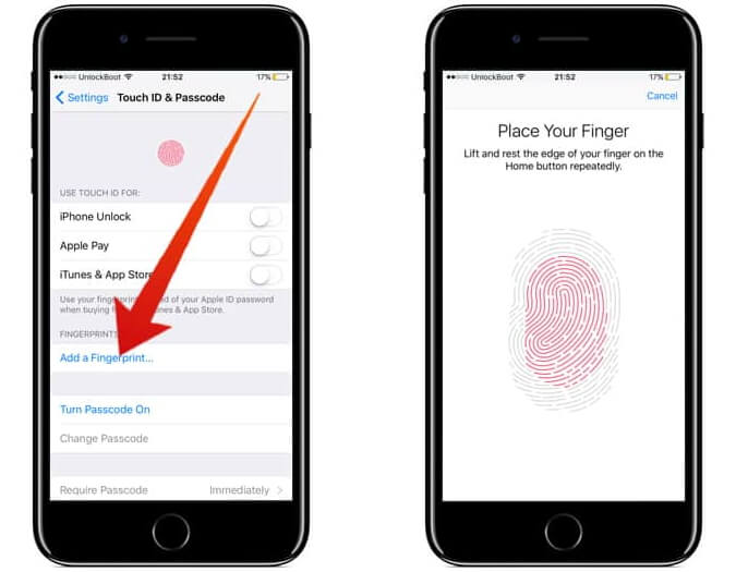 activate iphone touch id