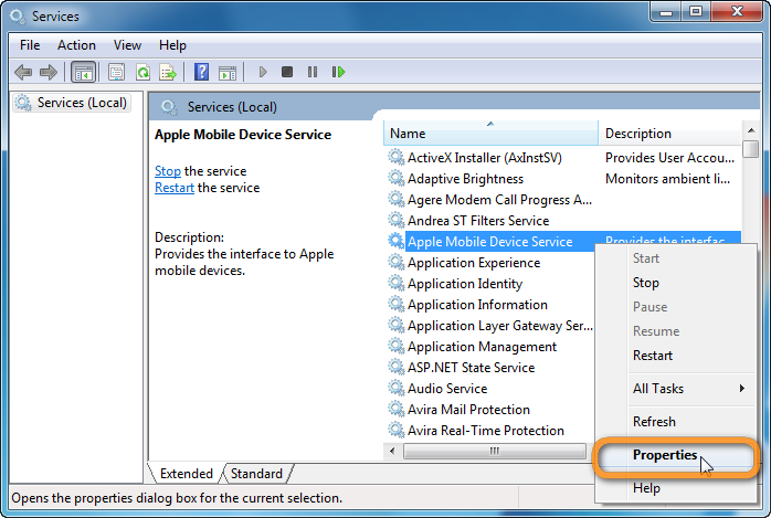 Restart Apple Mobile Device Support Service