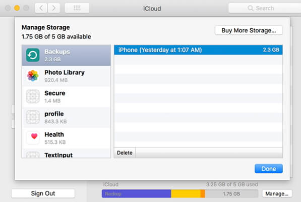 delete iCloud backup on Mac