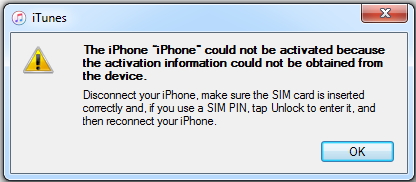 Fixed Iphone Could Not Be Activated Because The Activation Information Could Not Be Obtained From The Device