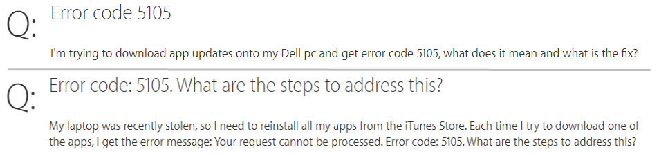 iTunes error 5105