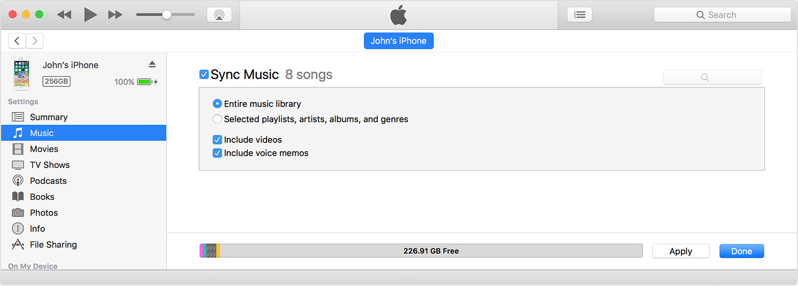 itunes sync music