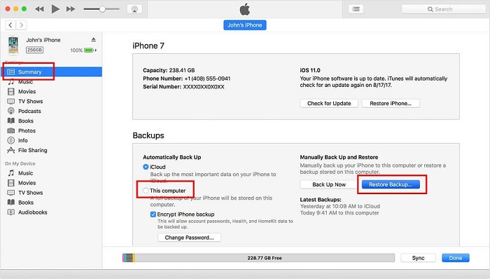 restore iphone with itunes