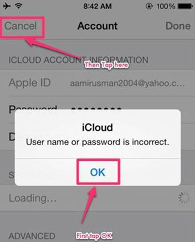 sign out of icloud without password via settings step 2