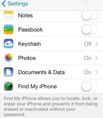 sign out of icloud without password via settings step 4