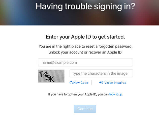 reset apple id by icloud.com website