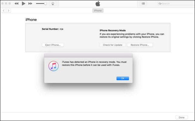 restore iPhone in recovery mode with iTunes