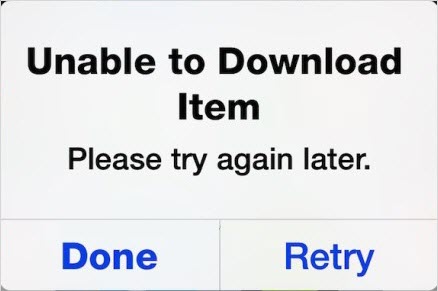 itunes download error tap to retry