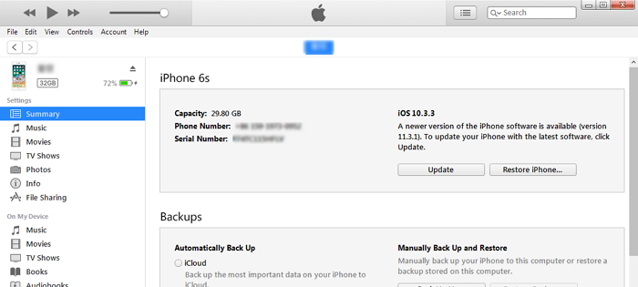 update iPhone using iTunes