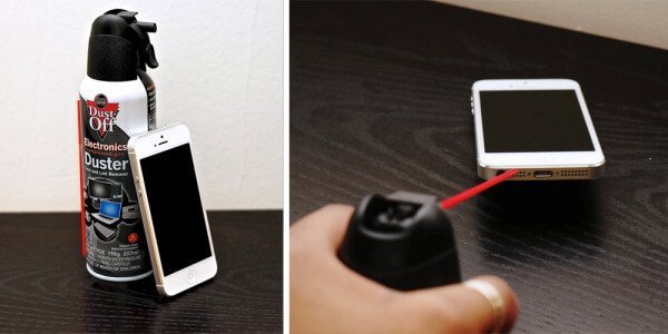 use compressed air to clean iphone charging port