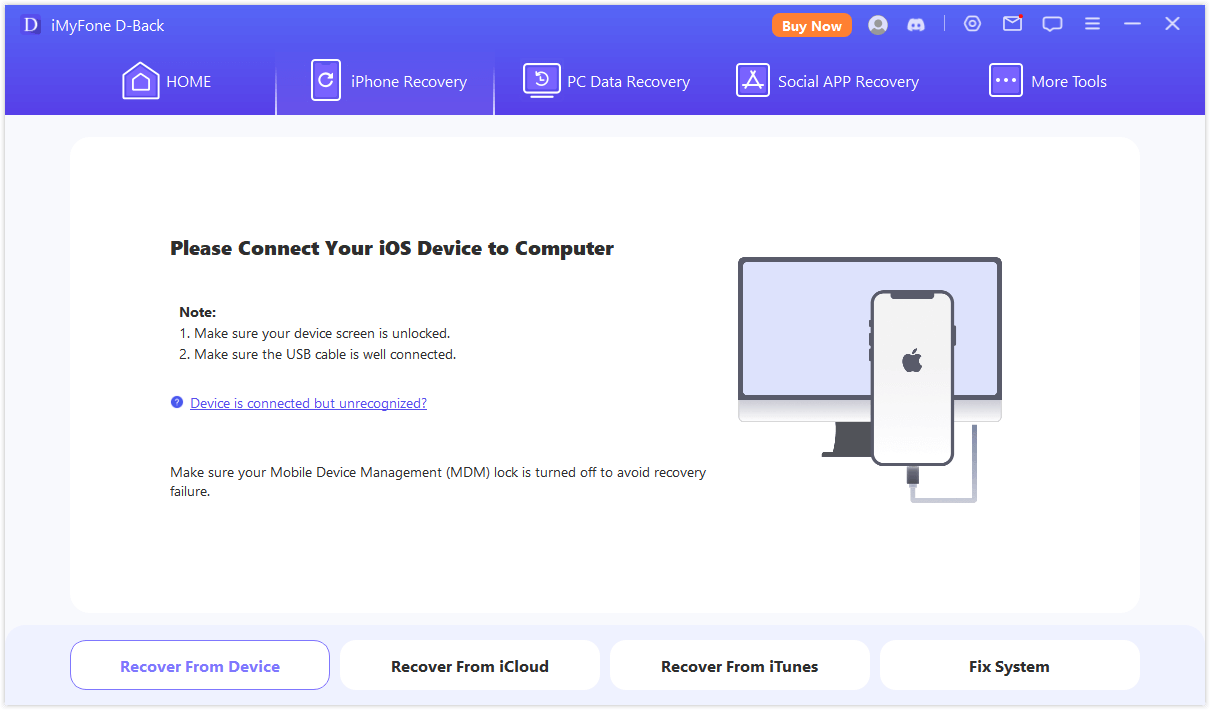 Choose the Recover from iOS Device mode