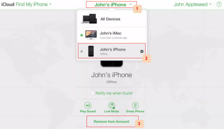 remove icloud account to turn off find my iphone