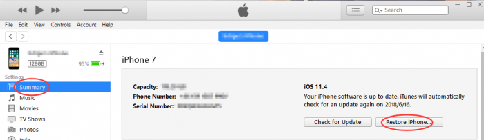 restore iphone from iTunes