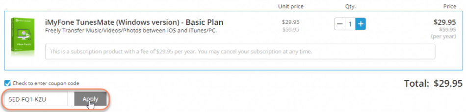 tunesmate apply coupon code