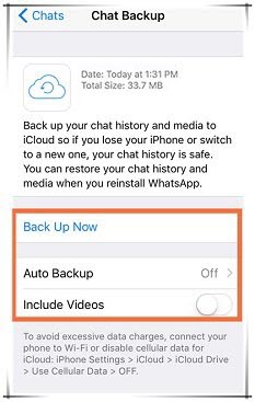 backup whatsapp to icloud