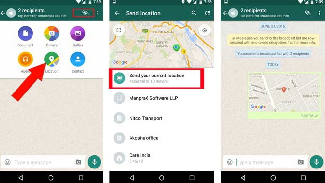 whatsapp location sharing