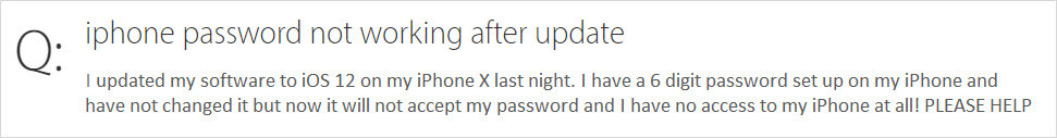 iPhone password not working
