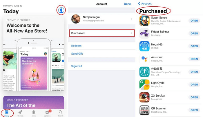 purchased apps