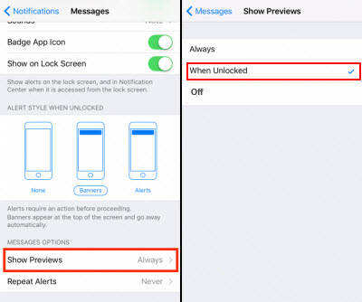 how to turn off imessage preview