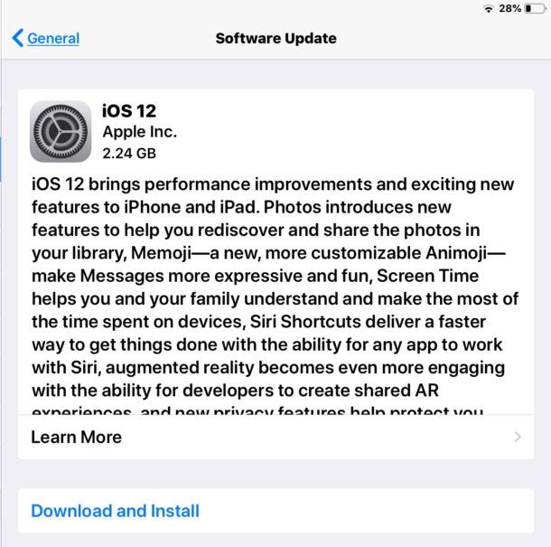 download and install ios update on ipad