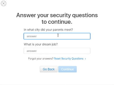 iCloud security questions