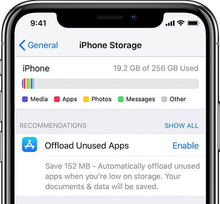 check iphone storage