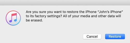 are you sure you want to restore iPhone 7