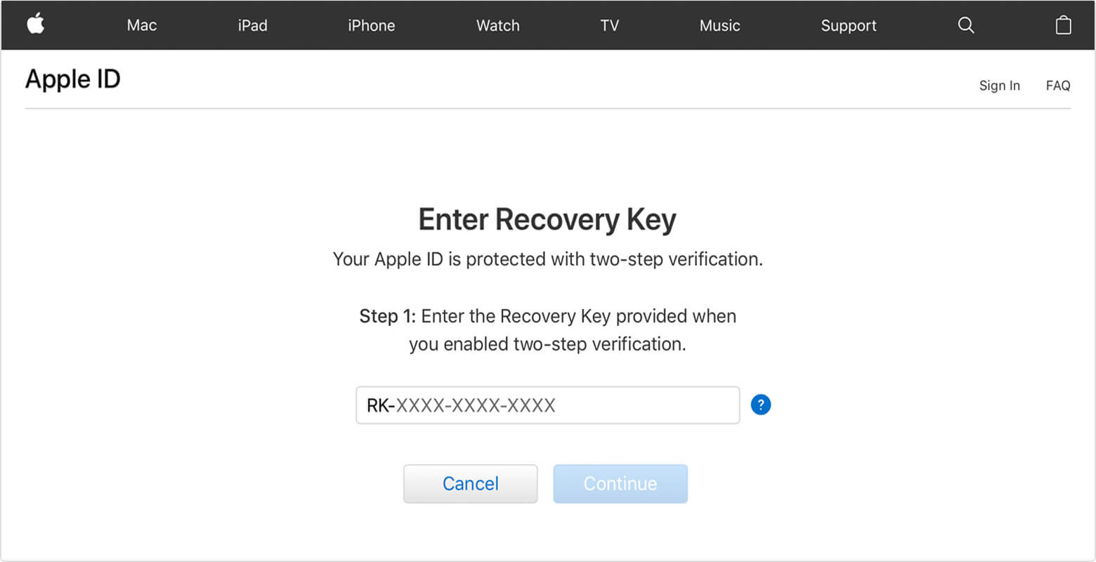 Enter your recovery key