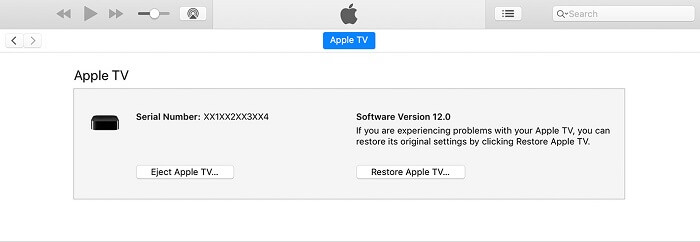 iTunes restore apple tv to factory settings