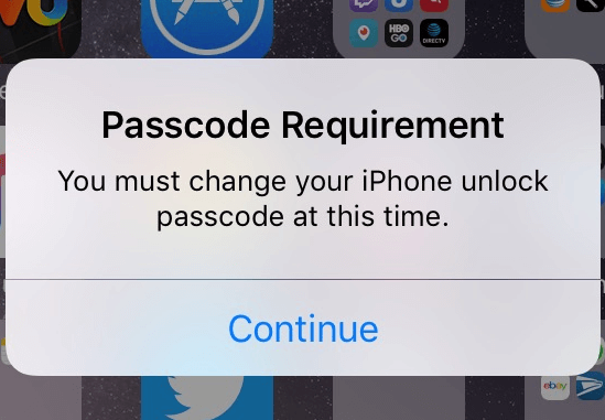 passcode requirement iphone