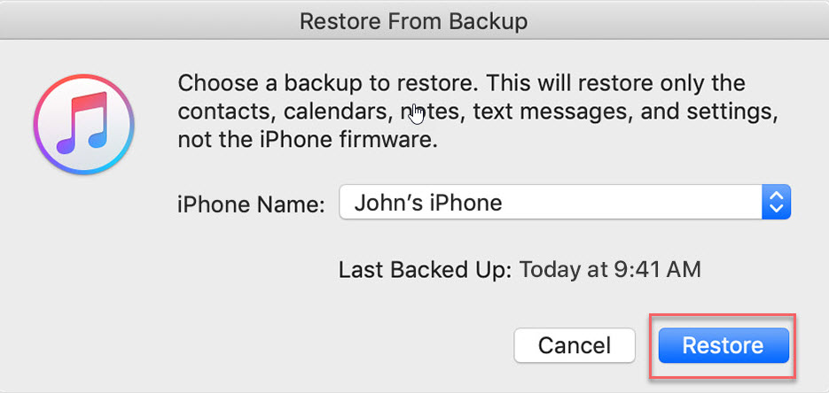 restore from itunes