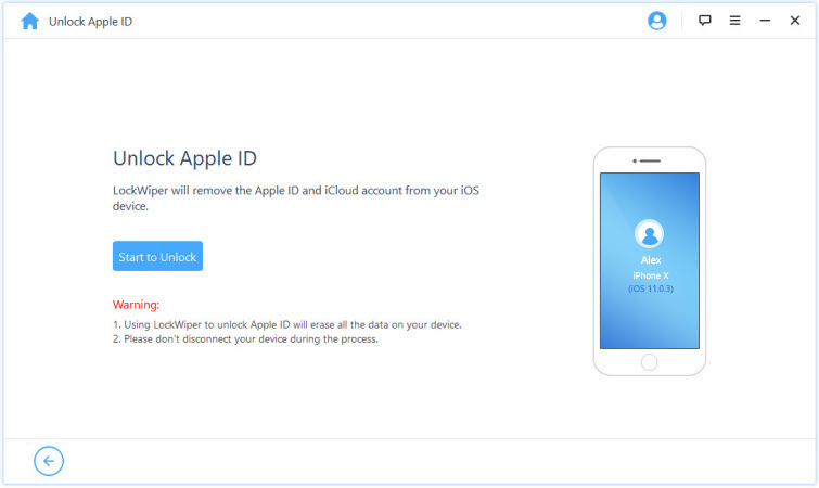 start to unlock apple id to remove lod apple id and create new apple id account