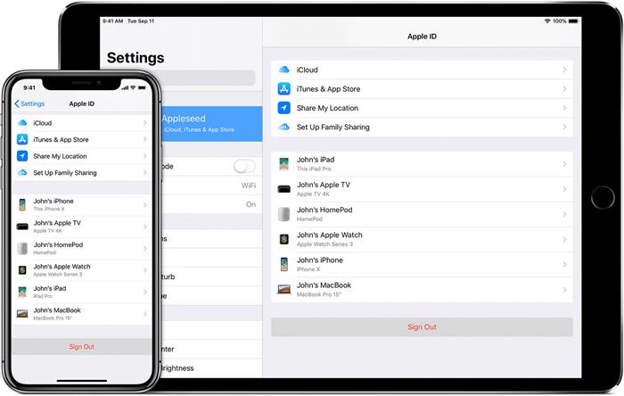 sign out apple id on apple device