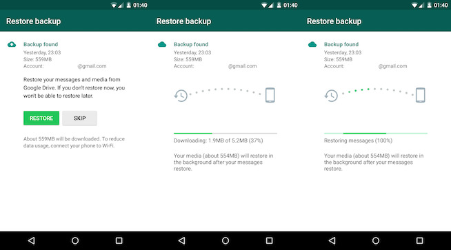 restore whatsapp backup via google drive