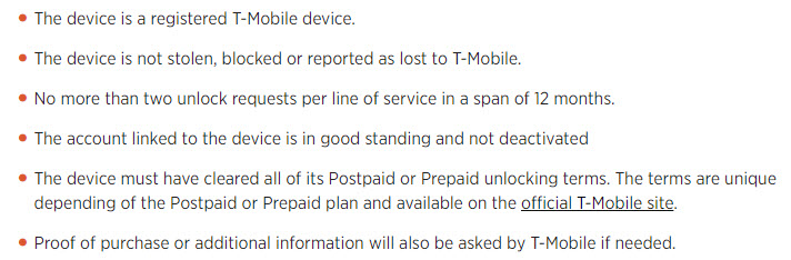 this mobile device is not eligible for unlock t mobile