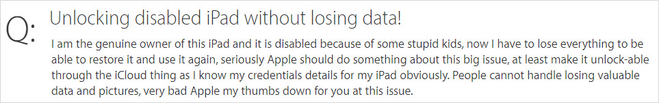 User case disabled iPad