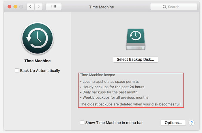 what time machine keeps