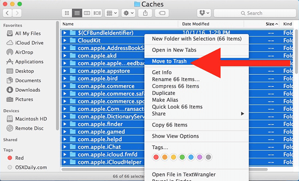 clear cache files mac
