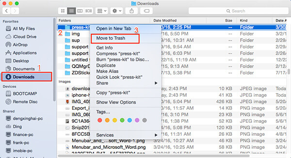 delete downloads files on mac