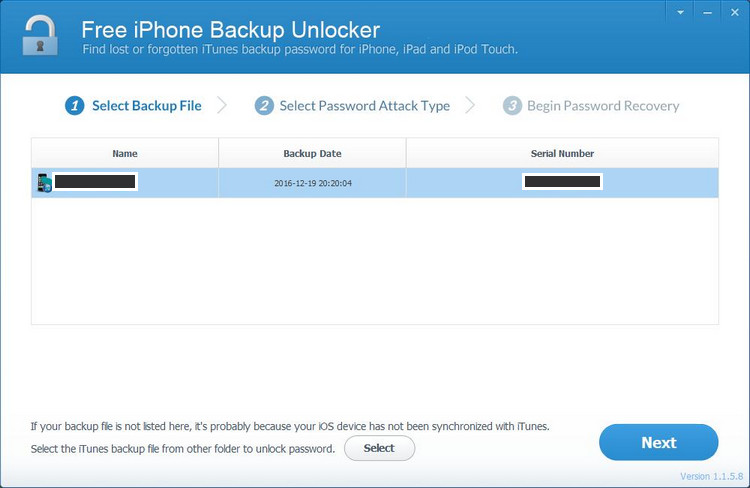 Free iPhone Backup Unlocker