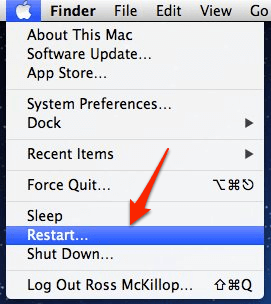 restart the mac