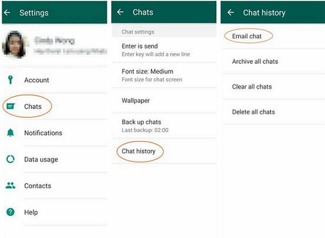backup whatsapp messages via email