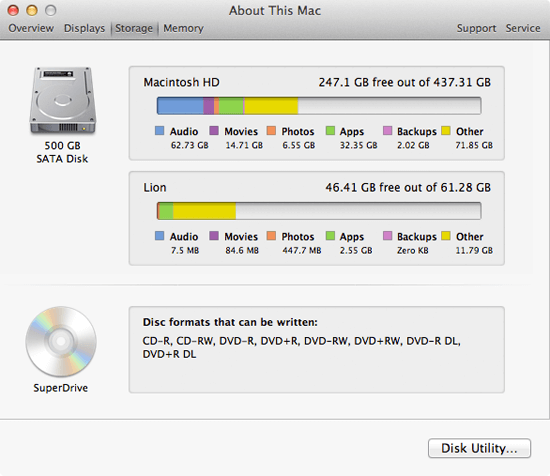 check storage on mac os 10.7