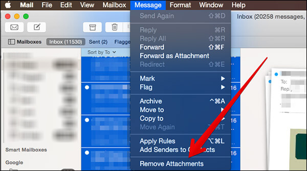 delete multiple attachments on mac