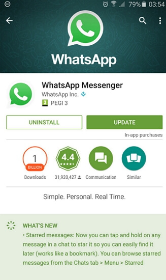 update whatsapp android