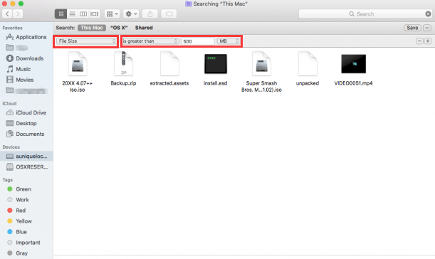 remove large files on mac