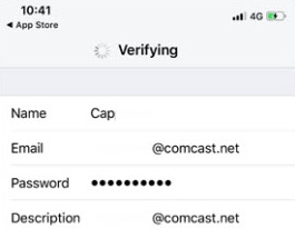 comcast email server settings iphone 8