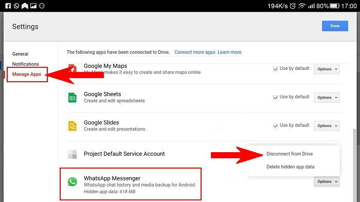 google drive whatsapp backup location