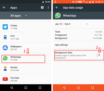 enable android background usage for whatsapp